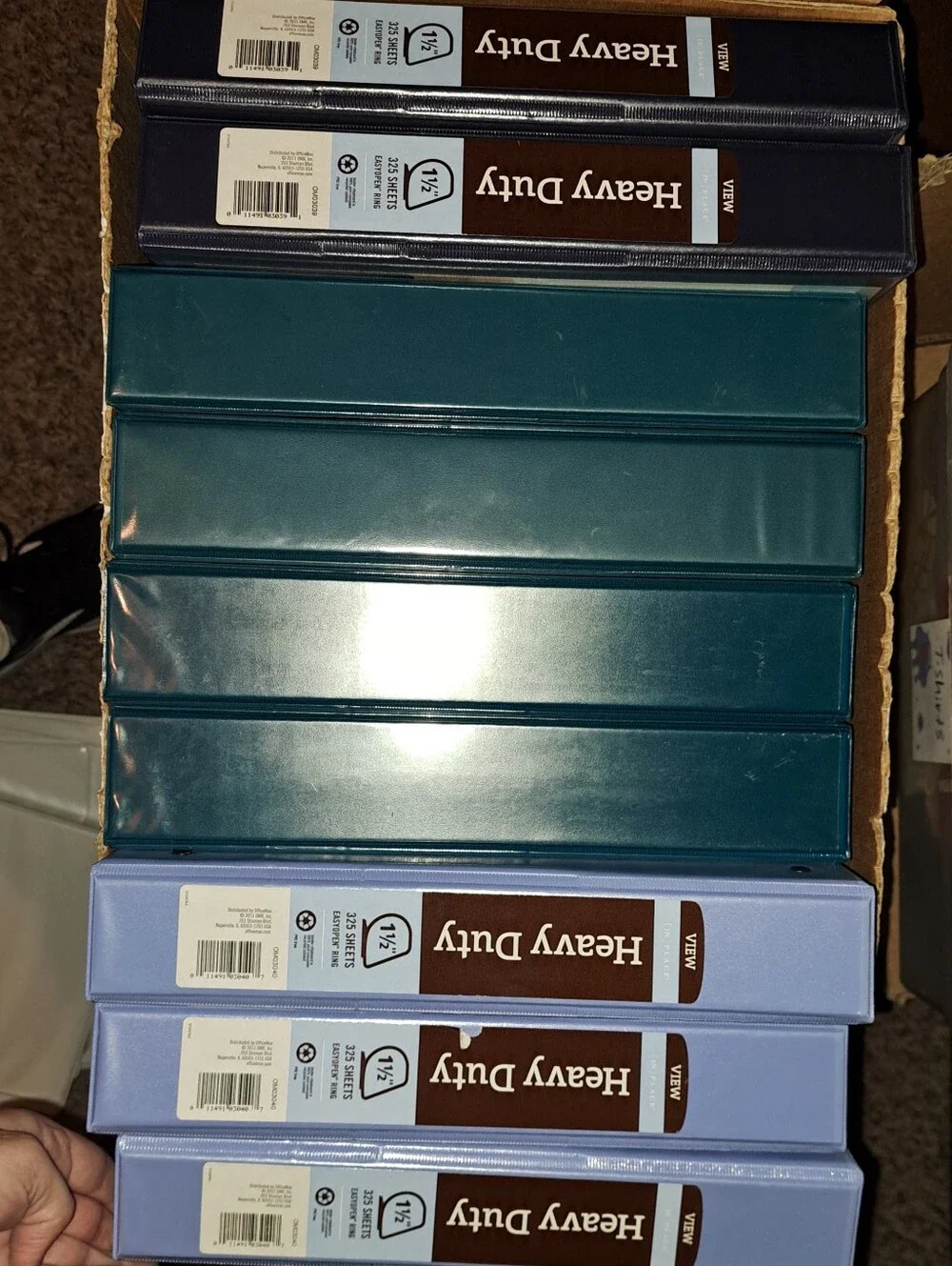 NWT Bundle of 9 Heavy Duty View Hard Cover Binders - Navy, Teal, & Powder Blue
